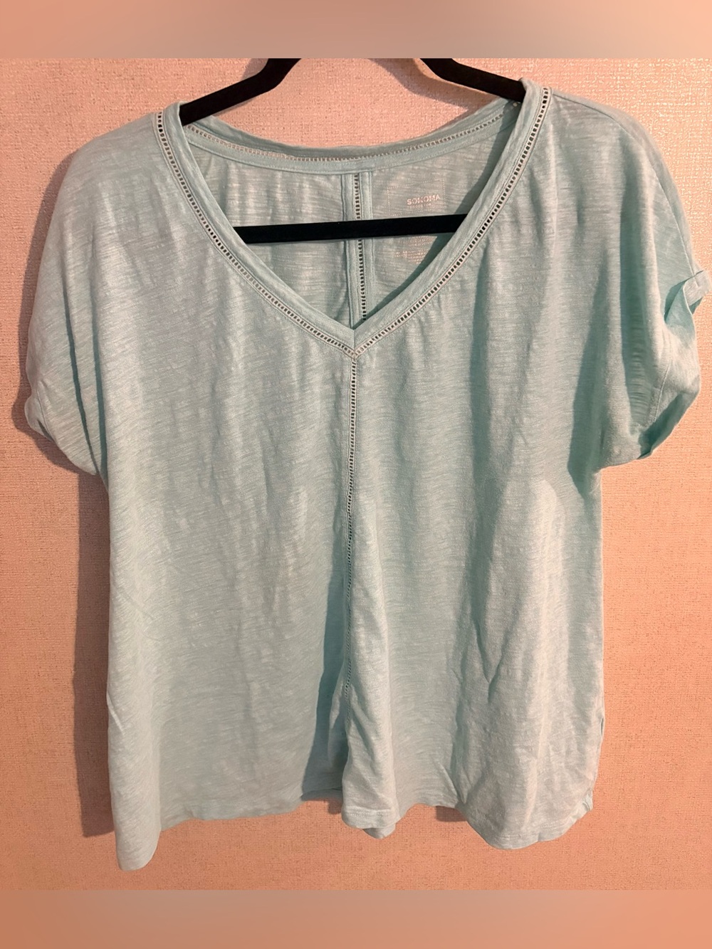 Sonoma Light Aqua V-Neck Short Sleeve Tee